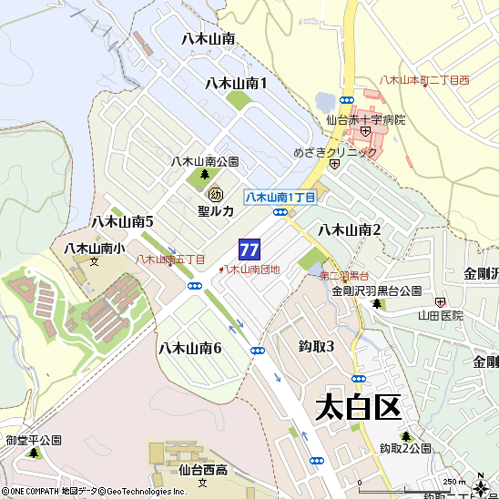 南八木山支店付近の地図